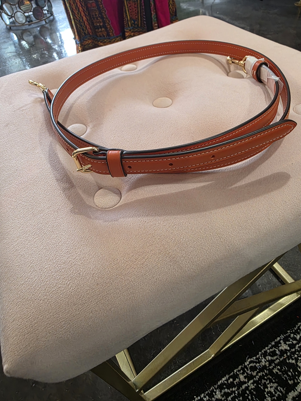 Coach Leather Crossbody Strap in Cognac Brown with Gold Hardware - Picture 3 of 4